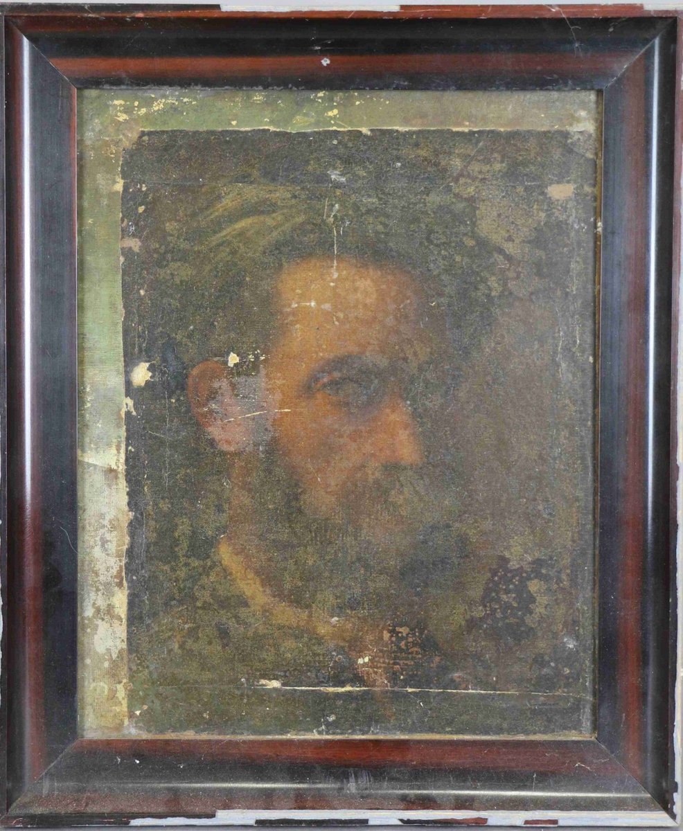 Interesting picture (in a state!) Catalogued as a portrait of michelangelo €30-50! €3900 hammer #oldmasters #art #portrait #fineart #artnews