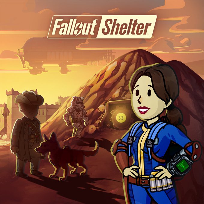 Fallout Shelter characters resembling several characters from the upcoming Fallout Series on Prime Video standing outside Vault 33