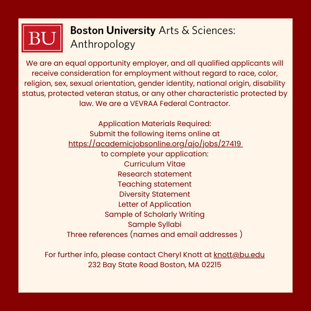 We're hiring! Visiting Assistant Professor in Biological Anthropology, applications due April 15: academicjobsonline.org/ajo/jobs/27419