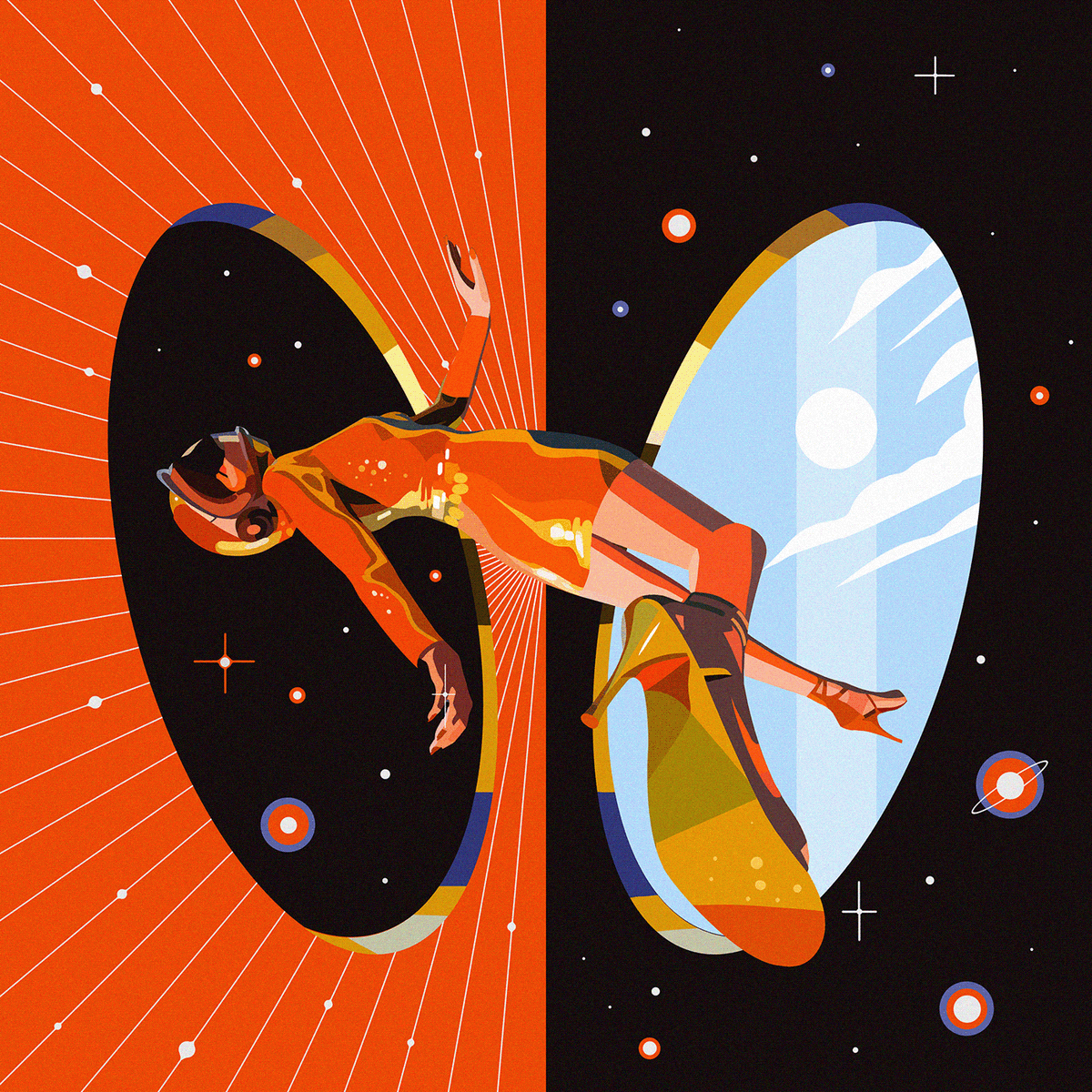 Illustrations by GOSTI exploring multiple dimensions 🌀 — see more art by GOSTI on #Behance > adobe.ly/4ajZpRE