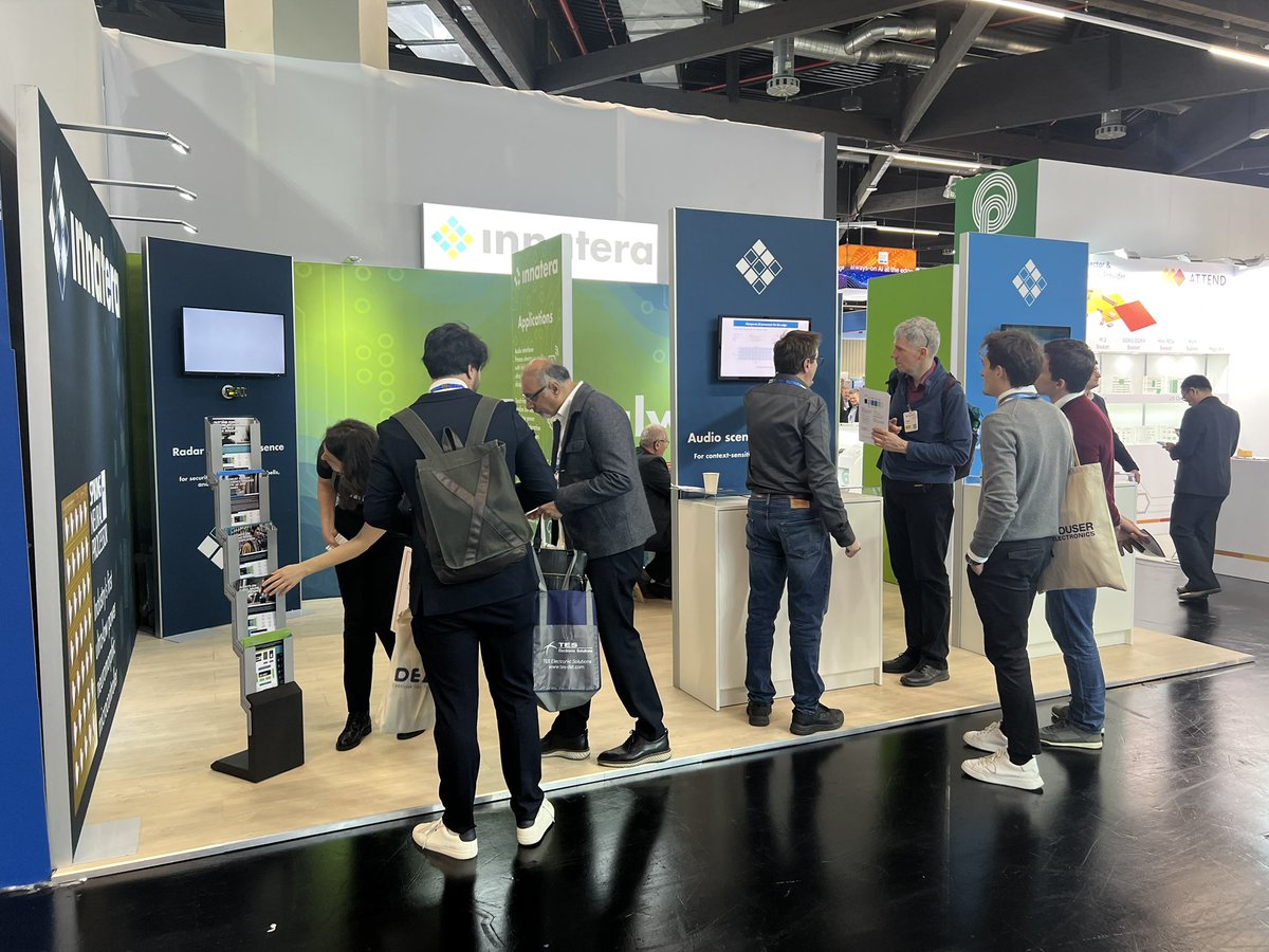 It's getting busy here in the Innatera booth at @embedded_world 2024 Catch us here at Hall 2 booth 517.

👉 Hurry! It's the final day tomorrow to get to know more about Innatera and to meet our awesome team at #EW2024. Book a meeting with us here: innatera.com/events/meet-us…