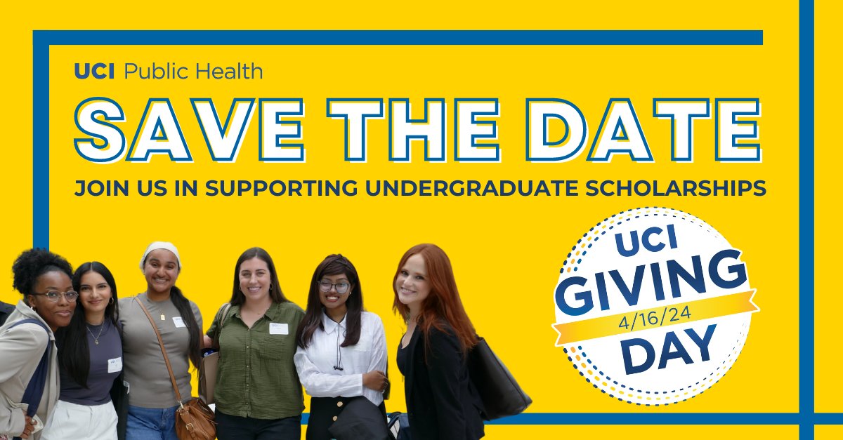 Empower tomorrow's health leaders today! Join us for #UCIGivingDay2024 & support undergraduate scholarships at UCI's Program in Public Health. Together, let's make a lasting impact on health equity and diversity! Give Early: givingday.uci.edu/giving-day/803…