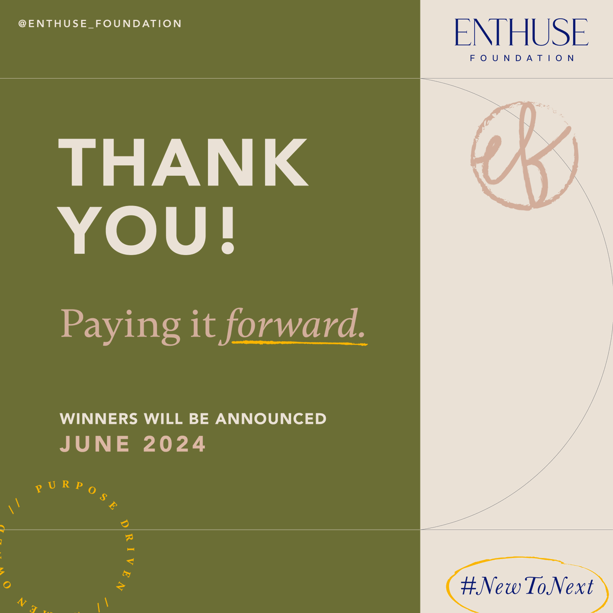 Enthuse_Fndn's tweet photo. Thank you to everyone who applied to this year's grant program. We had over 1K submissions across all eight grants. We appreciate the effort put into the applications and your patience as we review them. Winners will be announced in June. Stay tuned! #NewtoNext https://t.co/dsnBusvfPY