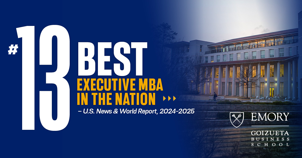 🎉 We are excited to announce that the latest U.S. News & World Report rankings has recognized Goizueta's Executive MBA program as 13th in the nation, continuing to be a top-20 MBA program for working professionals. @usnews #rankings ➡️ Learn more: brnw.ch/21wIGUq