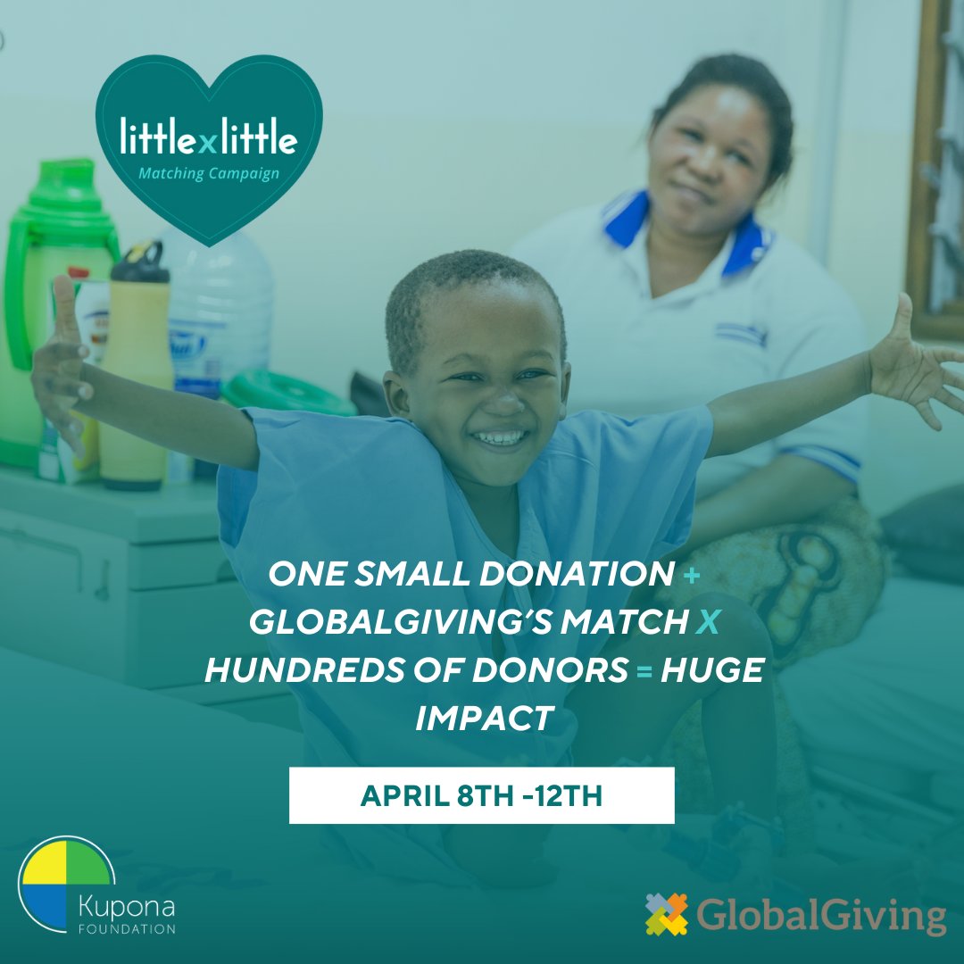 Little actions have BIG results! You have until Friday to donate up to $50 in support of the Kupona Foundation! @GlobalGiving will match your generosity by 50% for the #LittleByLittle campaign. Give + get matched now: bit.ly/3TP1GNH