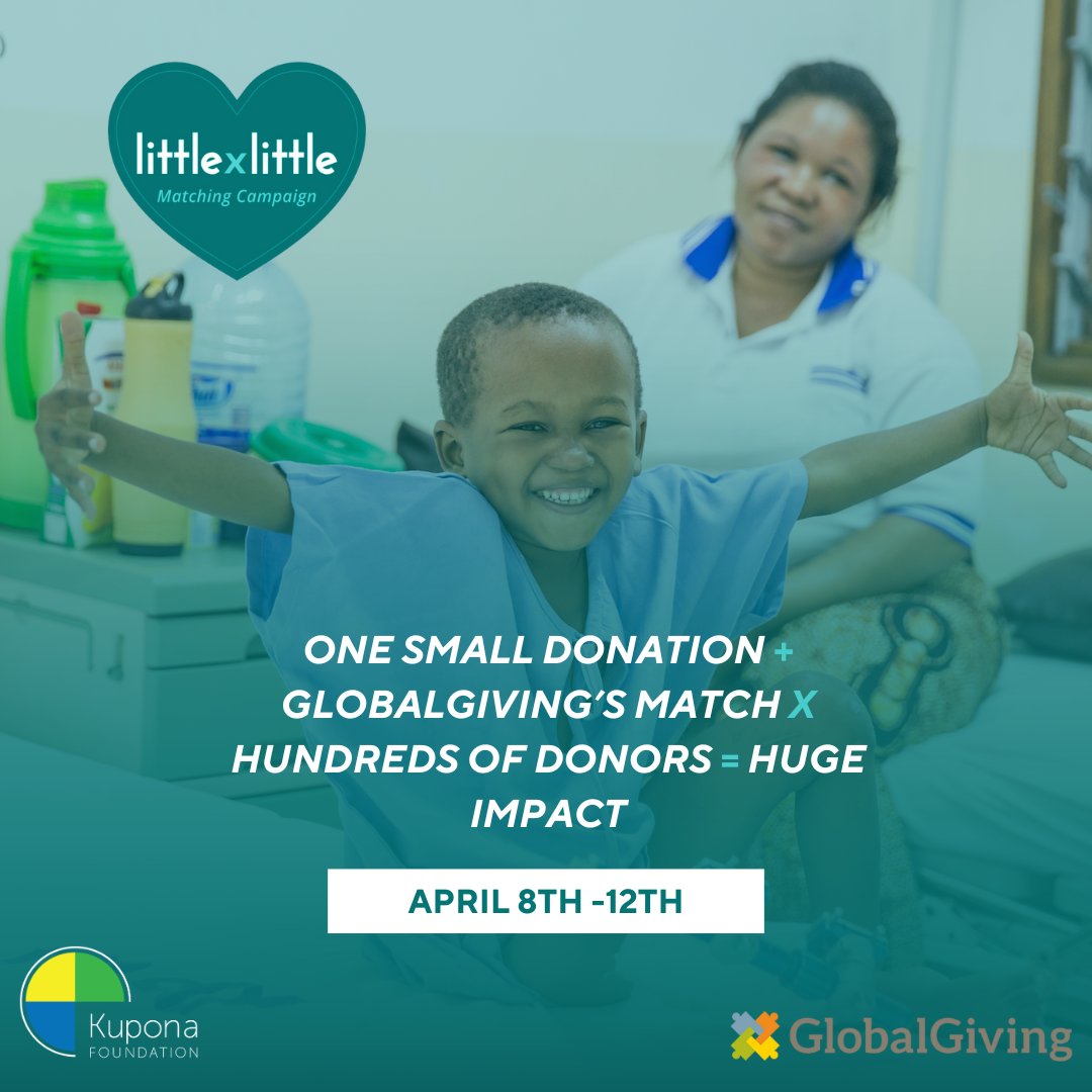KuponaFdn's tweet photo. Little actions have BIG results! You have until Friday to donate up to $50 in support of the Kupona Foundation!

 @GlobalGiving will match your generosity by 50% for the #LittleByLittle campaign.
Give + get matched now: https://t.co/IkSUtG3NiB https://t.co/qzgsUXqs66