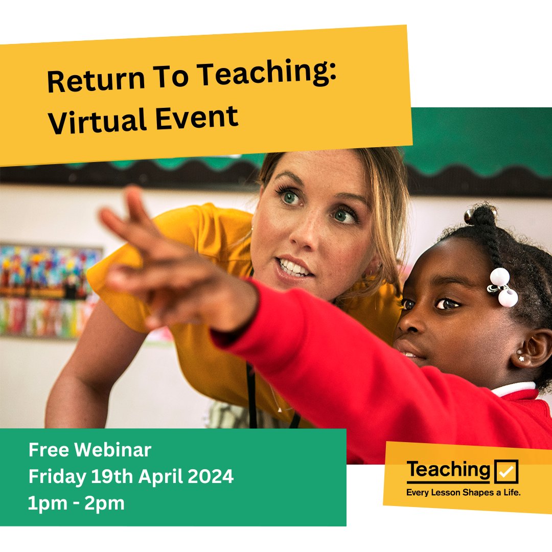 The Return to Teaching Advisory service is running a webinar for those considering returning to teaching in England. Ask your questions to a live panel of teaching experts ! To register: events.teams.microsoft.com/event/f00826eb… #ReturnToTeaching #MathsTeaching #TeachingVacancies