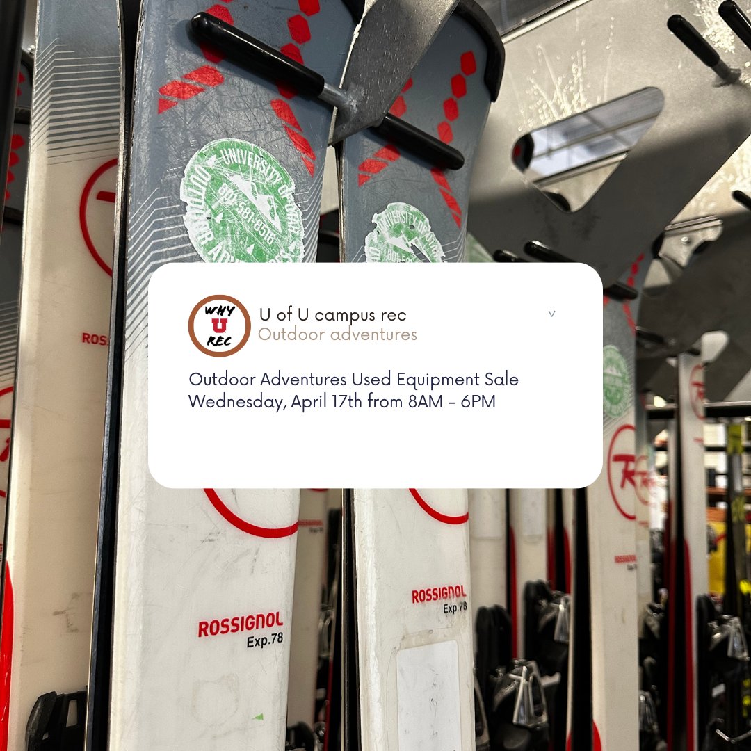Gearing up for your next outdoor adventure?! Don't miss out on our Used Equipment Sale happening Wednesday, April 17th from 8AM - 6PM at the Student Life Center!  Remember, the line starts forming at 6 am ow.ly/S0M150R52Uw
