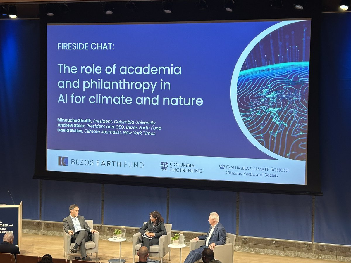 Philanthropy and academia need to push AI-driven innovation on the hard climate and nature problems. Great discussion at @Columbia and @BezosEarthFund convening