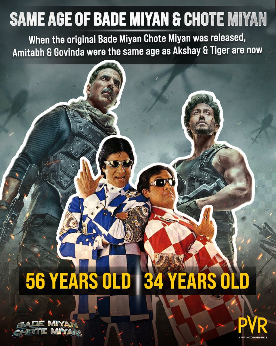 As Bade Miyan Chote Miyan returns to the big screen in an all-new avatar, here’s an important connection between the two duos that you might find interesting. 🔥🎬 Releasing at PVR on April 11! Book now: cutt.ly/y7S9ryy . . . #AkshayKumar #TigerShroff…
