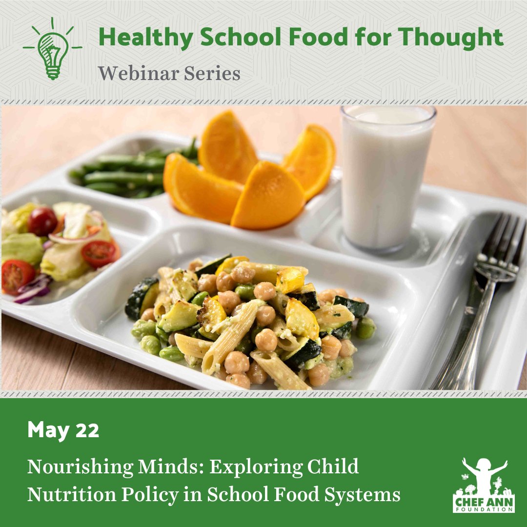 Join us on May 22nd at 2 p.m. ET for “Nourishing Minds: Exploring Child Nutrition Policy in School Food Systems” — the first webinar in the three-part Healthy School Food for Thought series hosted by the Chef Ann Foundation. Register now: bit.ly/schoolfood4tho… @Harvard_Law