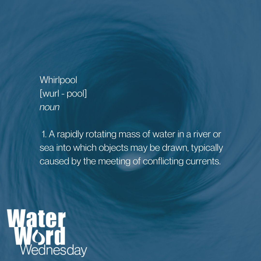 Happy Water Word Wednesday! Picture sitting down at your desk stirring your morning cup of coffee with a spoon and notice the vortex-like funnel forming. Similarly, whirlpools form when two opposing currents meet, causing water to rotate. #themoreyouknow #ieuawater