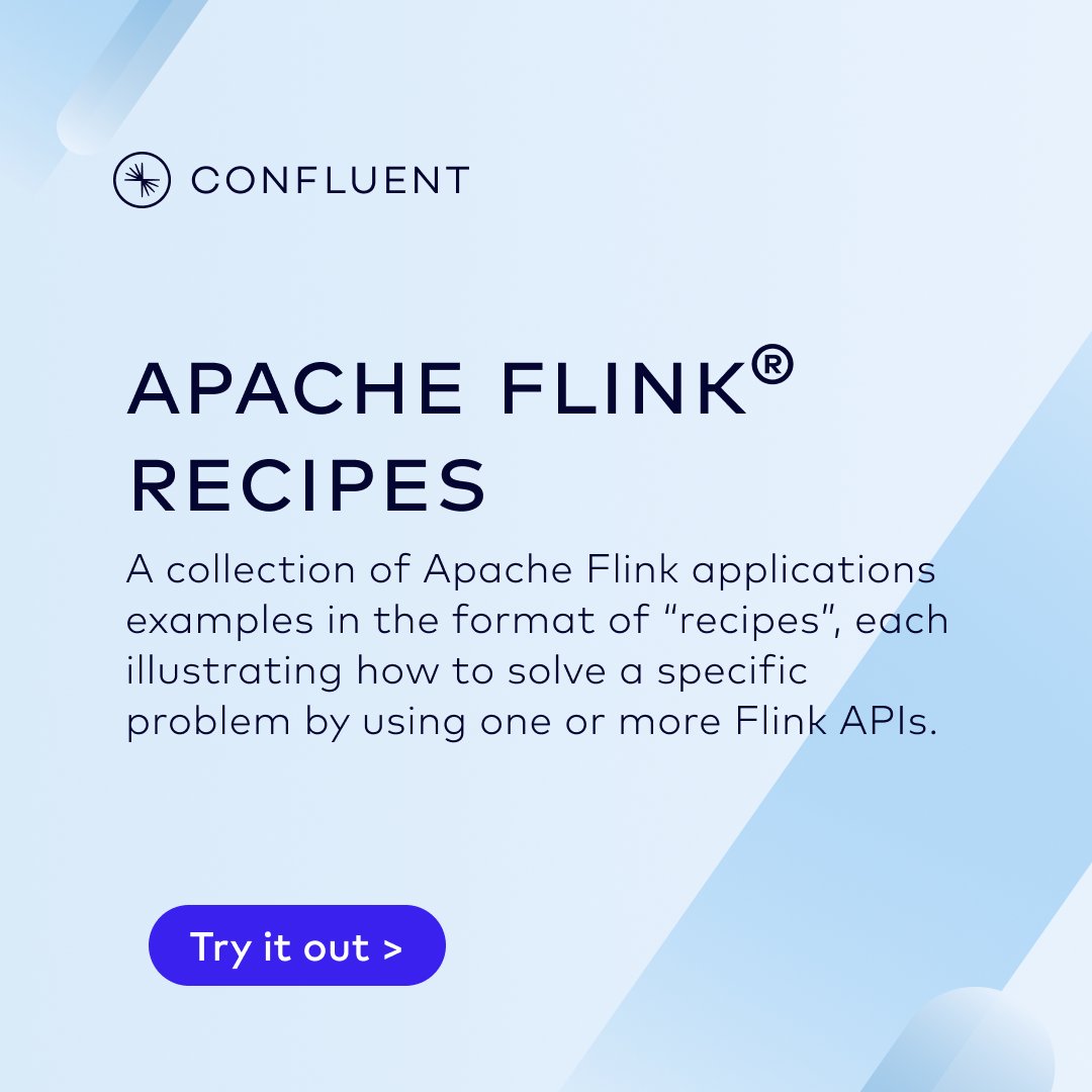 Looking for practical #ApacheFlink use case examples?

Our experts, @alpinegizmo, @MartijnVisser82, and Chesnay Schepler, have gathered a collection of recipes 🧑‍🍳 to help you tackle a variety of common on-premise challenges.

Explore the resources: cnfl.io/github-flink-c…