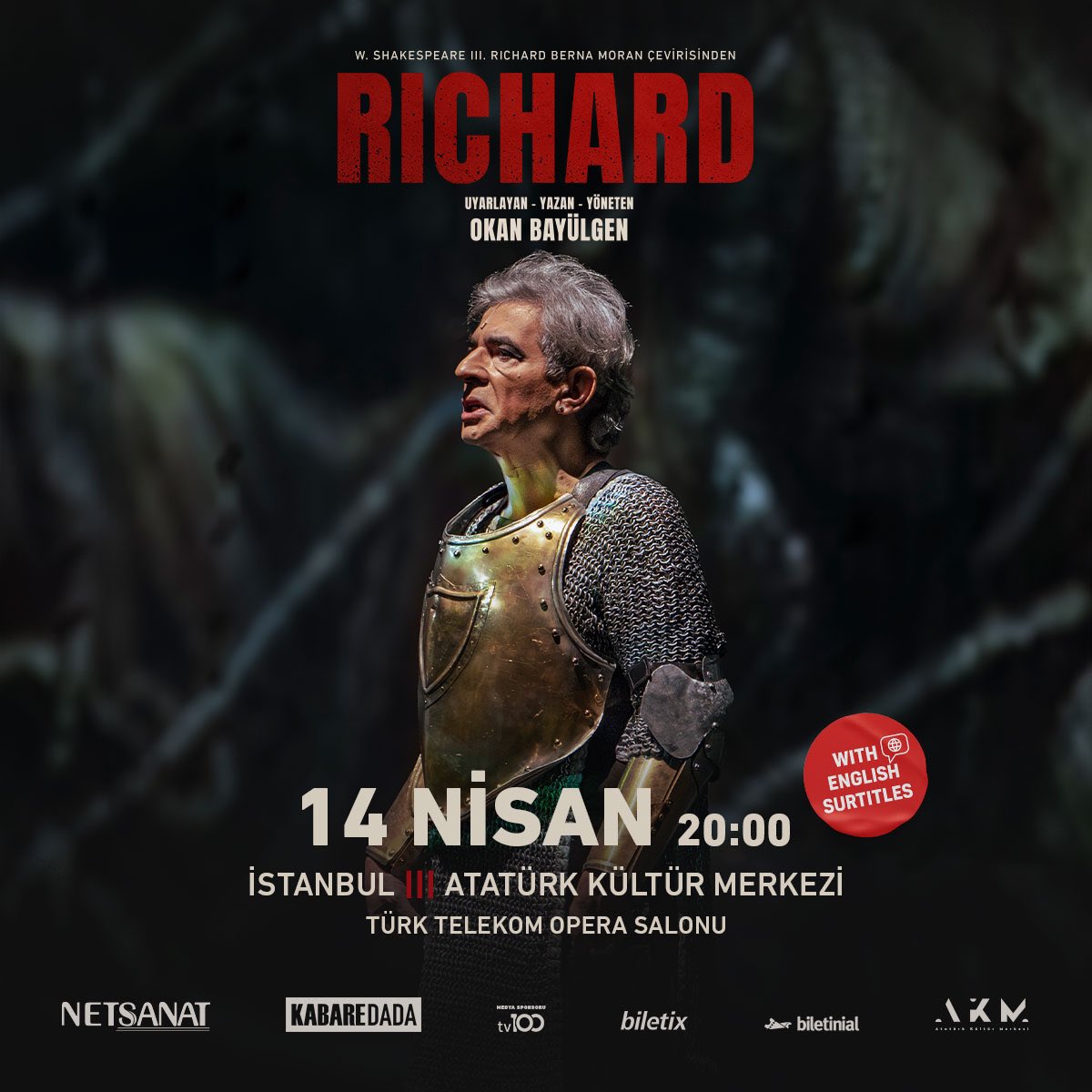 💬#Richard, 🗓️ 14 Nisan saat 20:00’de İngilizce üst yazıyla Atatürk Kültür Merkezi (@AkmIstanbul) Türk Telekom Opera Salonu’nda! 🎟️ Biletler bit.ly/richardbiletle… @okanbayulgen @Biletix @biletinial