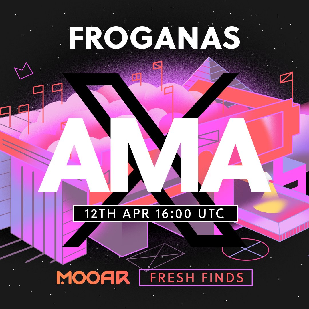 #FreshFinds AMA with @froganasnft 🐸 🌿 Hop into the lily pad for an exciting #AMA with #froganas by @ThinTallTee! 📅 Friday, April 12th @ 16:00 UTC 📌 twitter.com/i/spaces/1zqKV… 💰 Catch 200 GMT 🪰 🐸 Follow @mooarofficial & @froganasnft 🐸 Ribbit, 💖 & 🔁 🐸 Drop your…