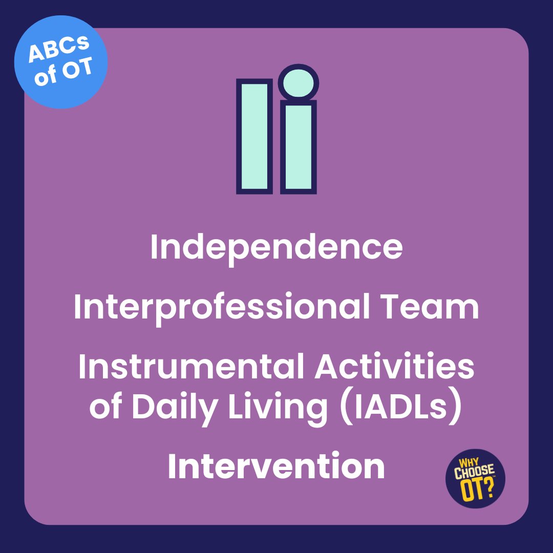 🎉 Continuing the celebration of Occupational Therapy Month! Join us as we explore the wonderful world of OT through @shannenmarie_ot’s #ABCsofOT challenge! 🌟 Today, let's shine a spotlight on the letter 'I'! #OccupationalTherapyMonth #WhyChooseOT #OccupationalTherapy #OTMonth