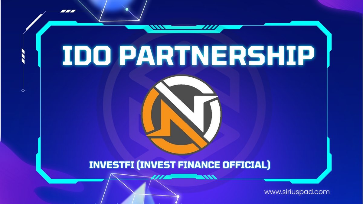 📣 @Siriuspad_ & @InvestFofficial IDO Partnership InvestFi is setting a new standard in the digital finance landscape , introducing the world’s first native Bitcoin Assets Investment and Lending Protocol. Partnership highlights: 🤝#IDO support 🤝Marketing Support 🤝Marketing…