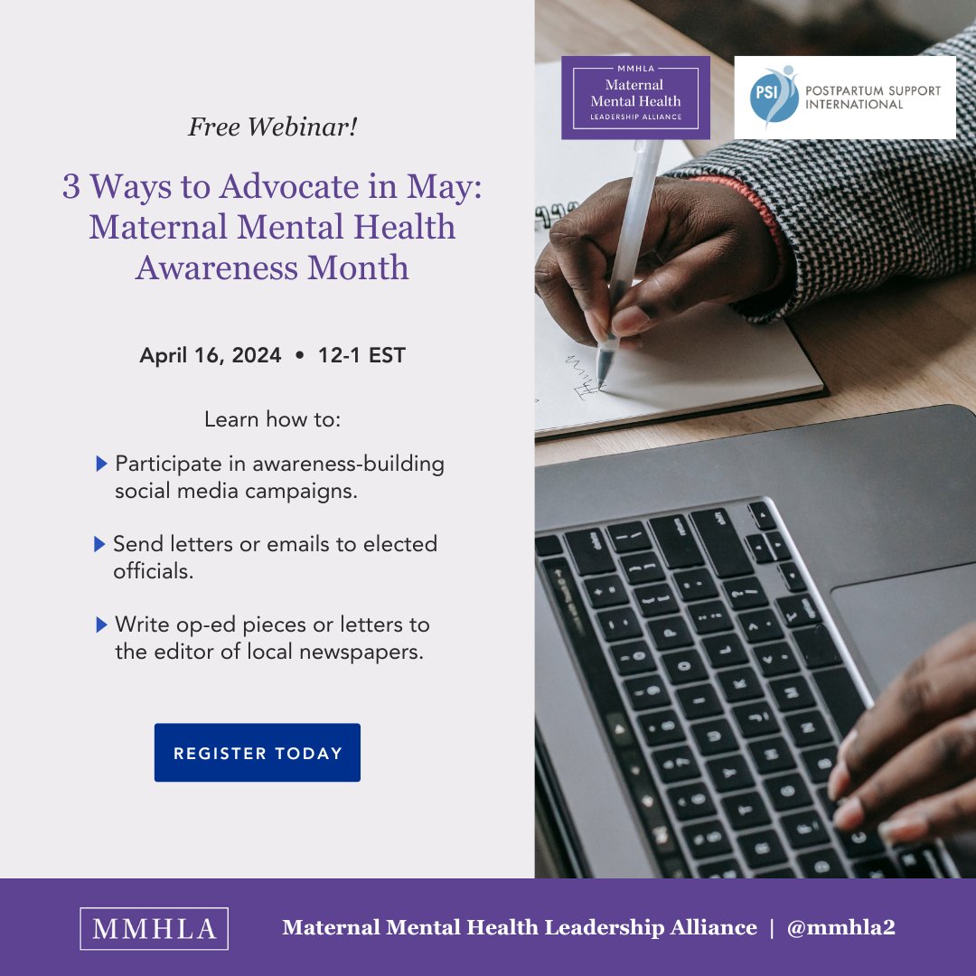 Learn how to advocate alongside us throughout Maternal Mental Health Awareness Month and beyond! Whether on national or local levels, we will be sharing resources to help you raise awareness about the National MMH Hotline. Register for the webinar: hubs.la/Q02sf_Nq0
