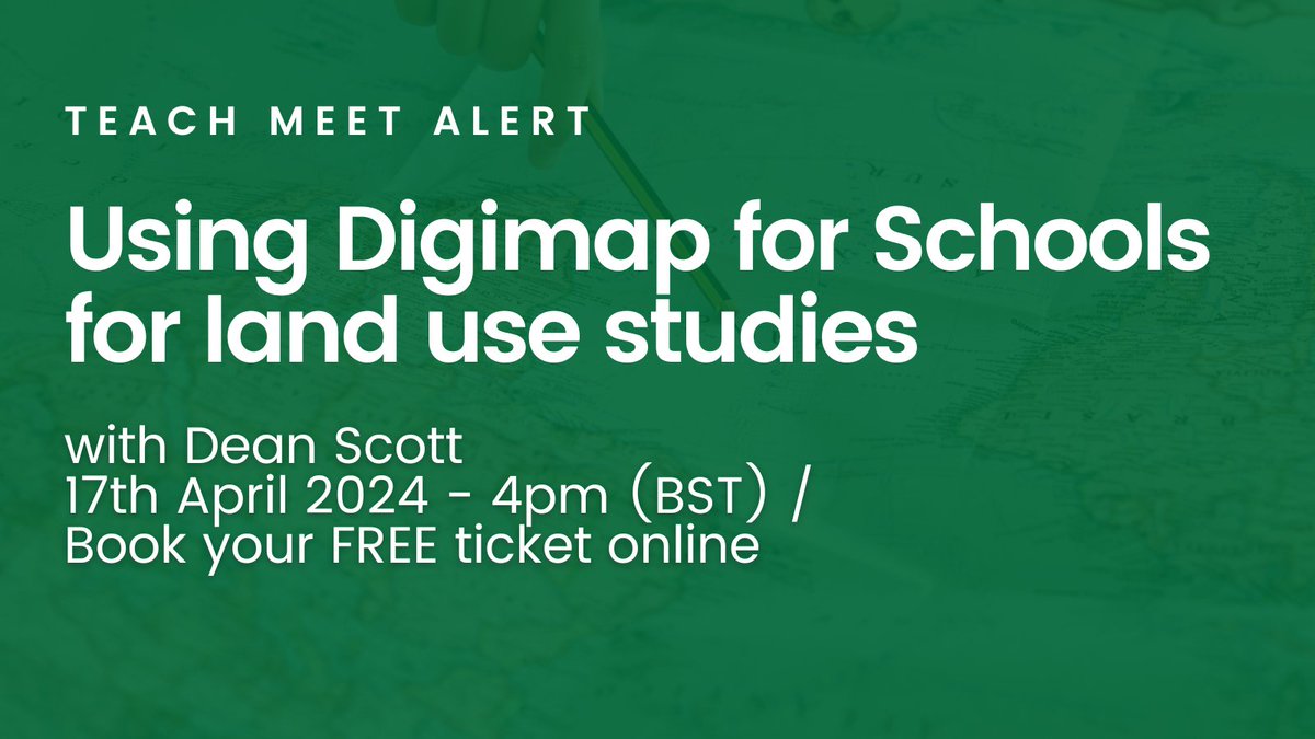 Are you interested in using Digimap for Schools for Land Use studies? Join us on April 17th (4 pm BST) for our TeachMeet, featuring Dean Scott. Book your FREE ticket: ow.ly/42Op50RaK13 #GeographyTeacher
