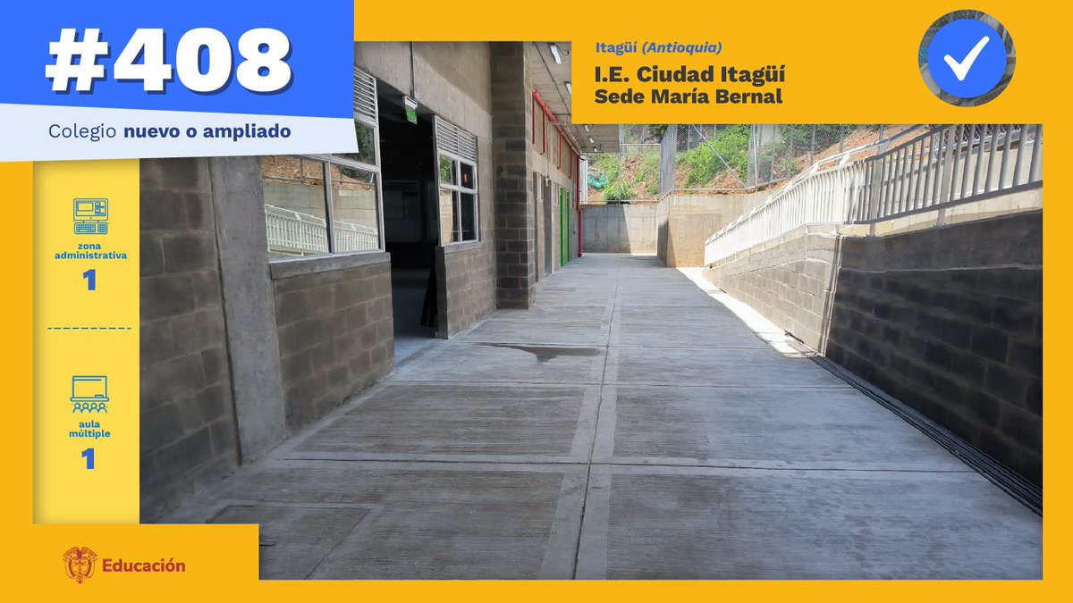 🥳¡En #Itagüí, entregamos el octavo de los nueve colegios que construimos en alianza con @Mineducacion y @AlcaldiaItagui!🤝 🏫Más de 400 estudiantes disfrutarán de la nueva sede María Bernal de la Institución Educativa Ciudad Itagüí, donde invertimos $9.804 millones para…