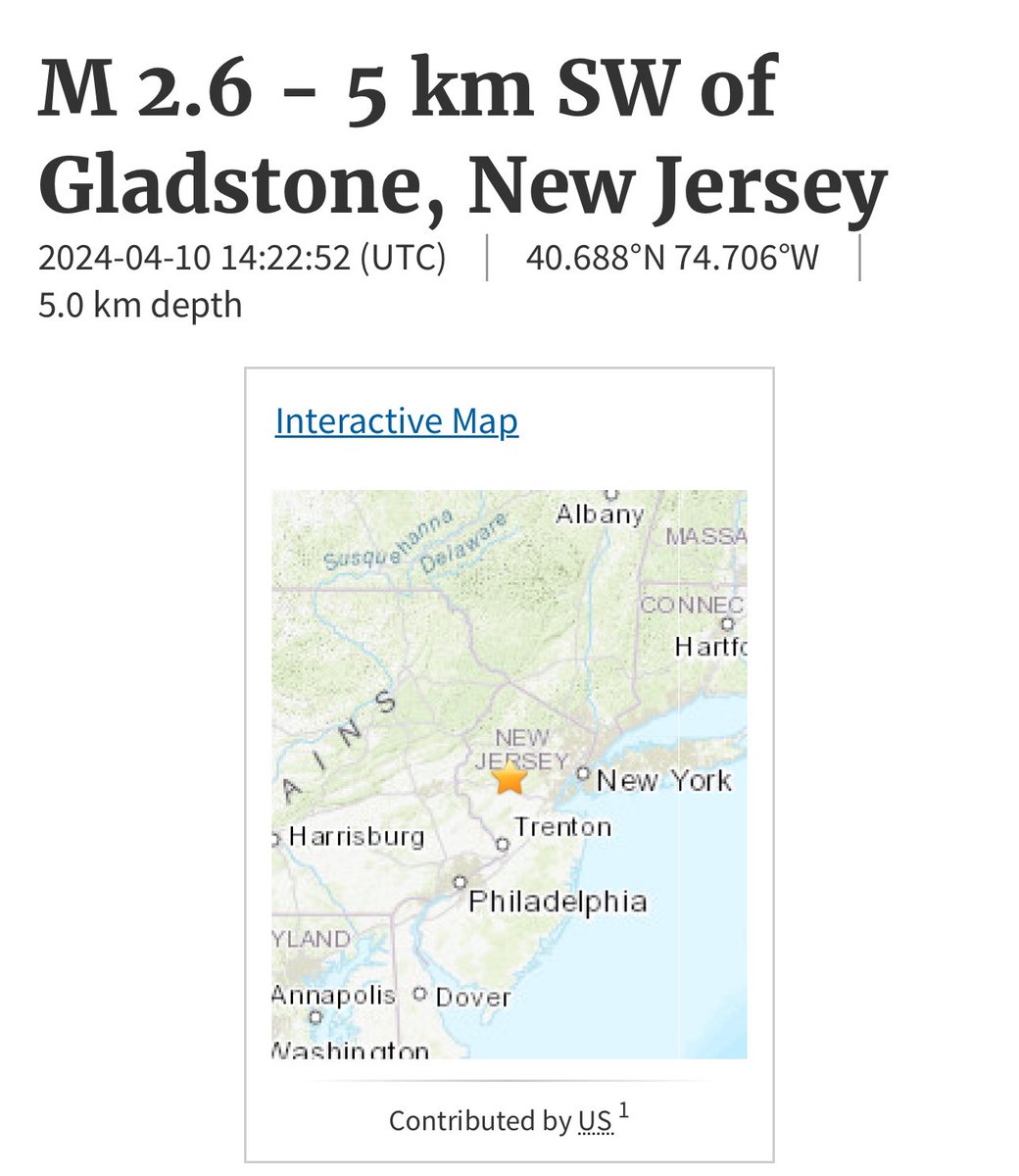 Who felt the 2.6 earthquake this morning at 10:22am in Gladstone, NJ? Add that to 48 or so aftershocks since the 4.8 earthquake back on 4/5 by Whitehouse Station. #earthquake #earthquakeNJ #NJ