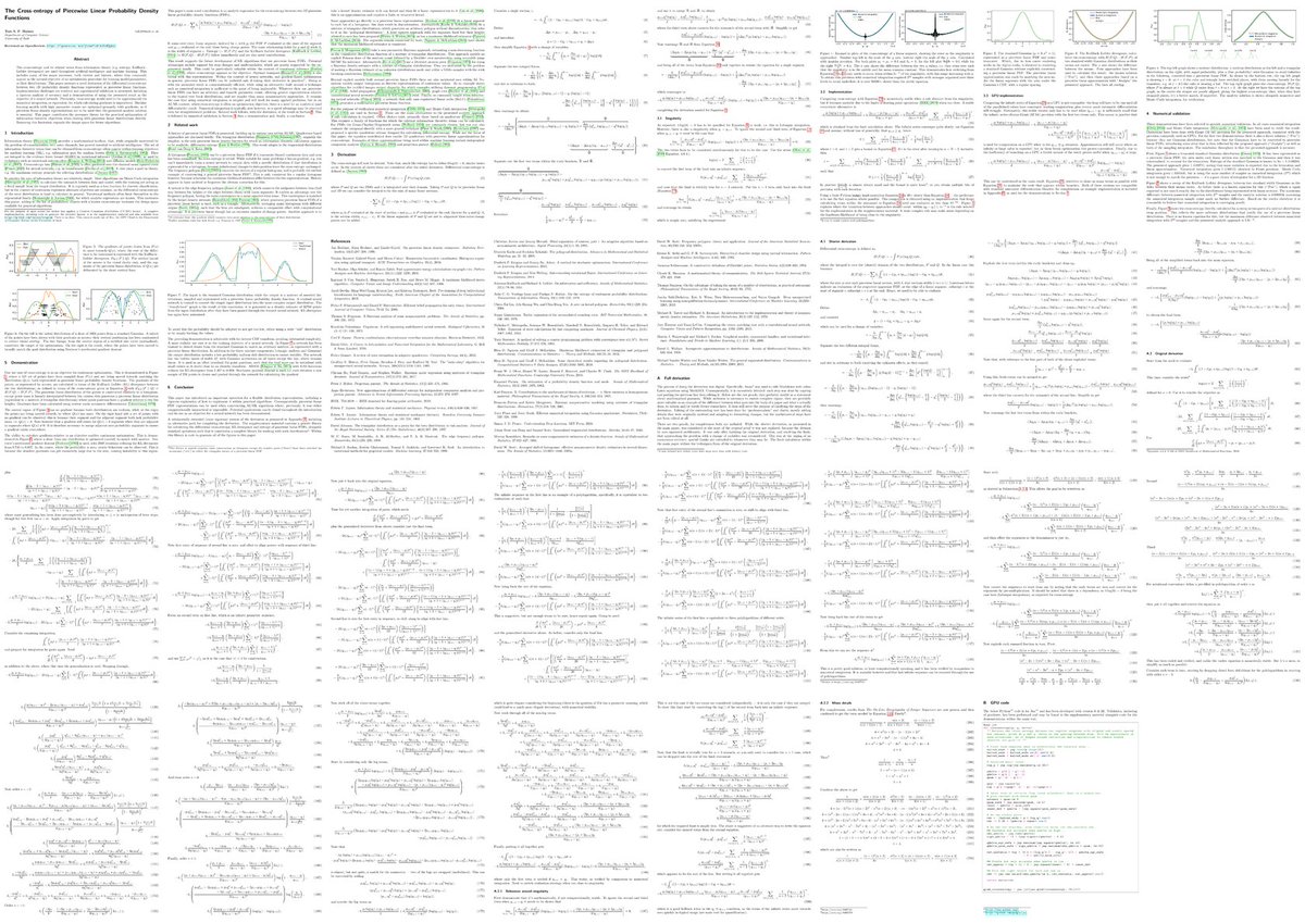 Derived one small equation and turned it into a very long paper: 'The Cross-entropy of Piecewise Linear Probability Density Functions' — openreview.net/forum?id=AoOi9… Title is all of the summary you need:-) #informationtheory