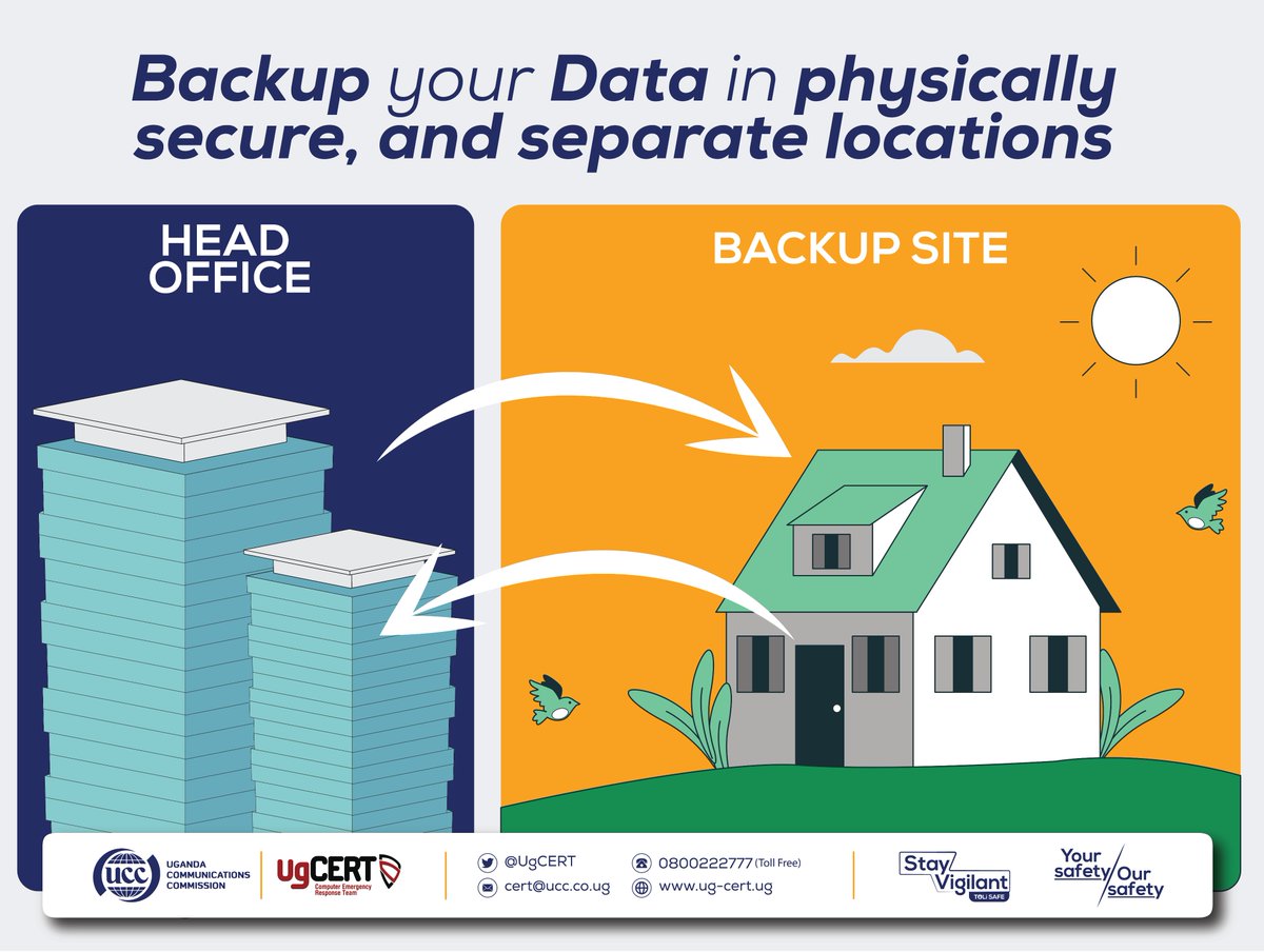 Data loss can happen in the blink of an eye! Always have a backup of your important data stored in a secure offsite location. Encrypting your backups also adds an extra layer of security. #DataBackup #ToliSafe @UCC_Official @MoICT_Ug