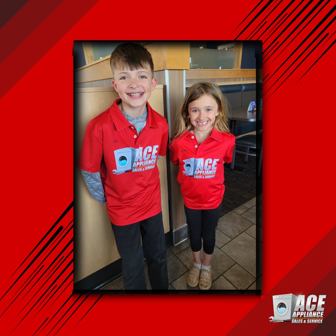 Check out the world's best bosses, Jace & Jordyn, rocking their new work shirts!  Show them some love in the comments or like their picture! 👔💼 #FamilyOwnedAndOperated #ToledoOhio #FutureLeaders #WorkFashion #ApplianceRepair #ApplianceSales