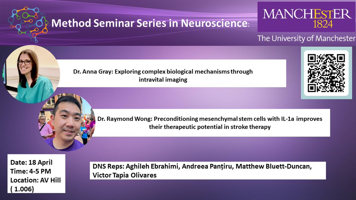 The next Methods in Neuroscience Seminar in our monthly series takes place on 18th April, featuring @AnnaGrayNeuro and Dr Raymond Wong - details and registration on the attached poster (@AghilehE @A_Pantiru @MattBDuncan @victor_tapia_o)