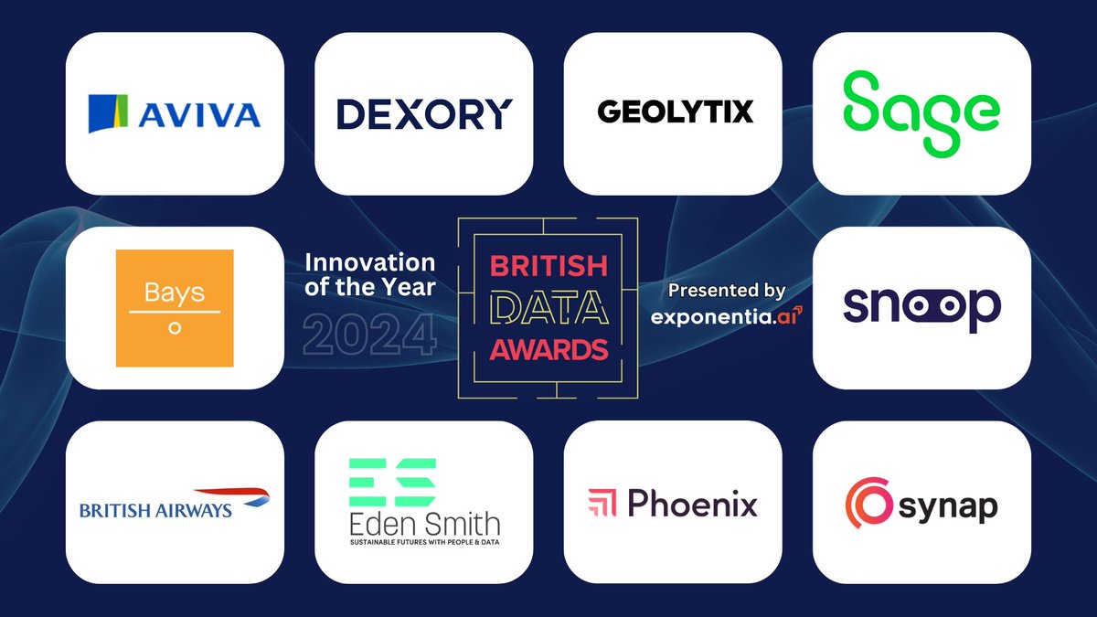 Congratulations once again to our ‘Innovation of the Year’ 2024 Finalists, presented by our category partner @exponentia_ai Finalists will be celebrated, and Winners announced, at the British Data Awards ceremony taking place in London on the 8th May.