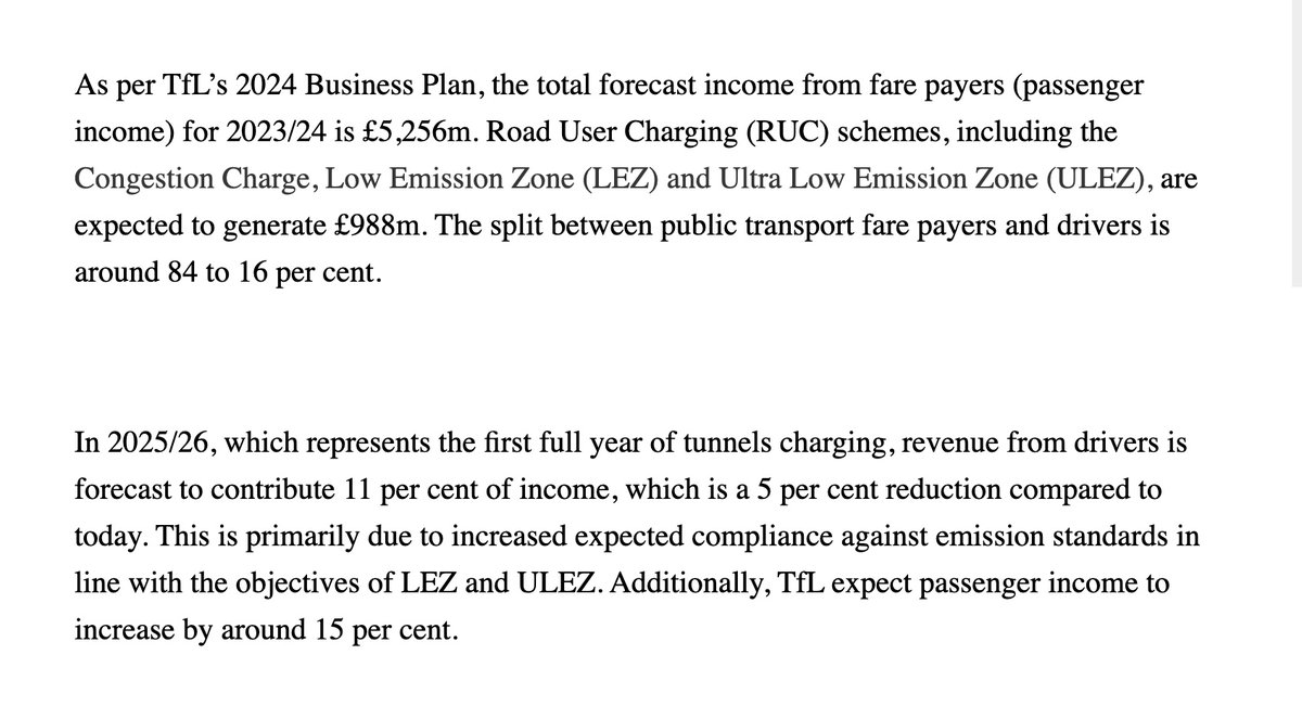 Under @SadiqKhan's own plans, it's exactly tube and bus fare-payers who will be paying back the cost of building Silvertown. PFI repayments will be made from TfL general income - which mostly comes from fare-payers, not motorists - even if Blackwall/Silvertown are tolled.