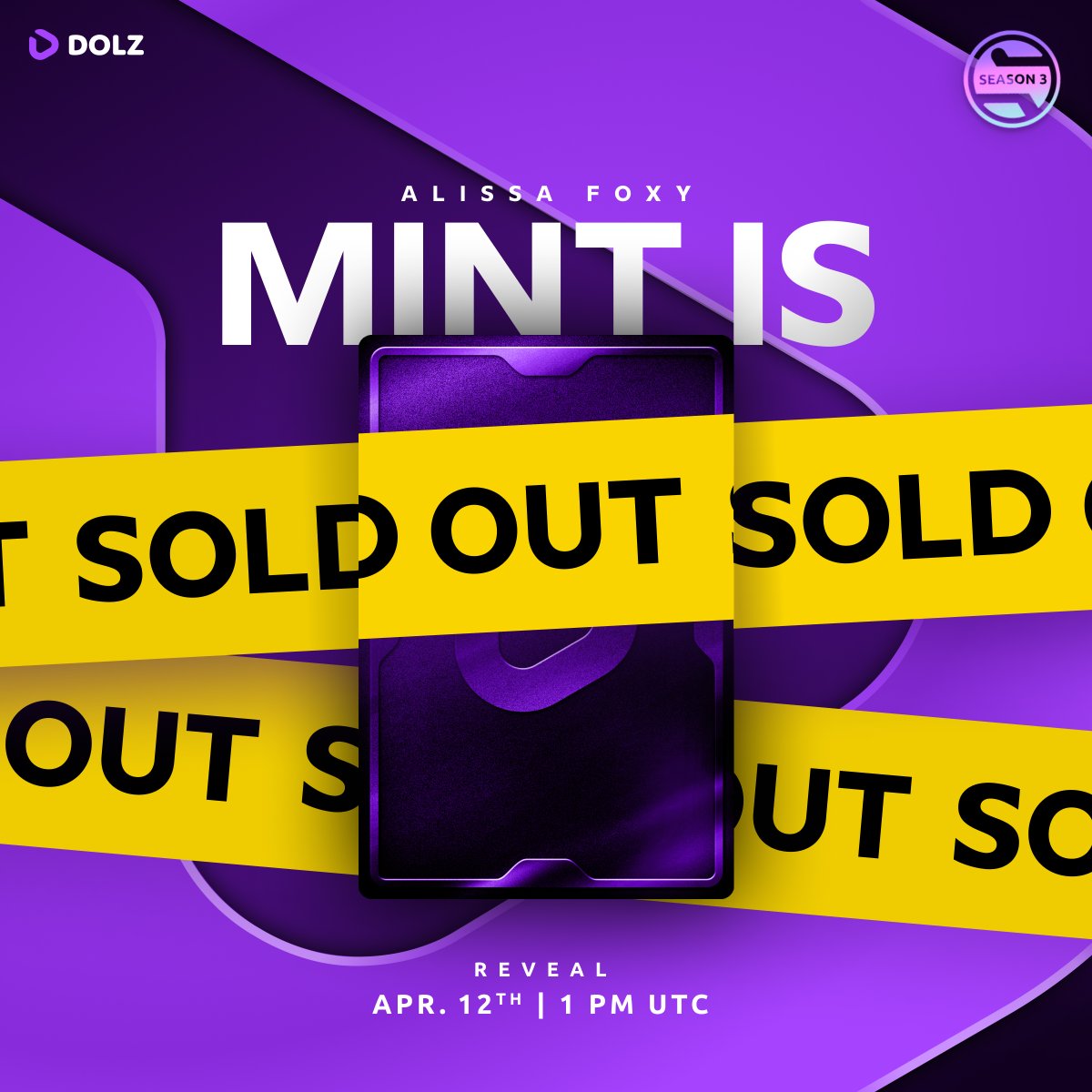 💥 Already SOLD OUT! REVEAL | April 12th at 1 pm UTC. @alissa__foxy’s XR Card has been SOLD OUT within 2 MINUTES! 🤯 $DOLZ fam, how many of you have joined her sexy kingdom? 👇