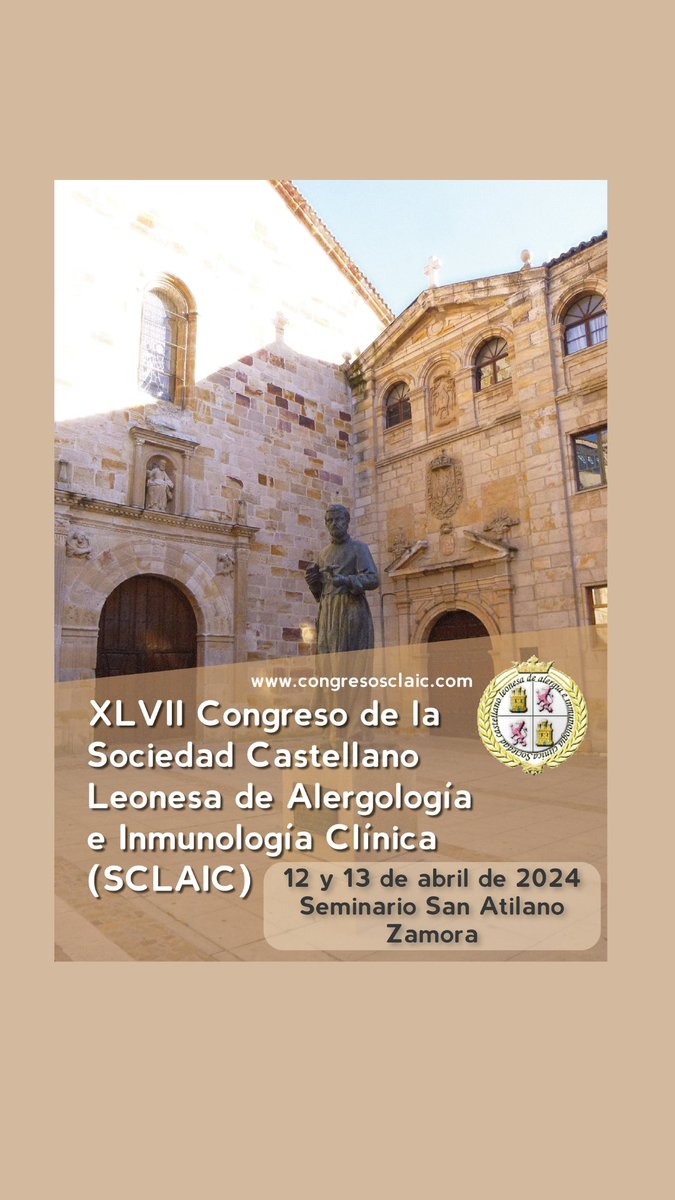 📢Atención alergólog@📢 El 12 y 13 de abril 📅 se celebrará el XLVII Congreso de la Sociedad Castellano-Leonesa de Alergología e Inmunología Clínica (@SCLAIC) en el Seminario San Atilano Zamora📍. Conoce el programa científico 👉🏻🔗 pmsl.es/if ¡No te lo pierdas!