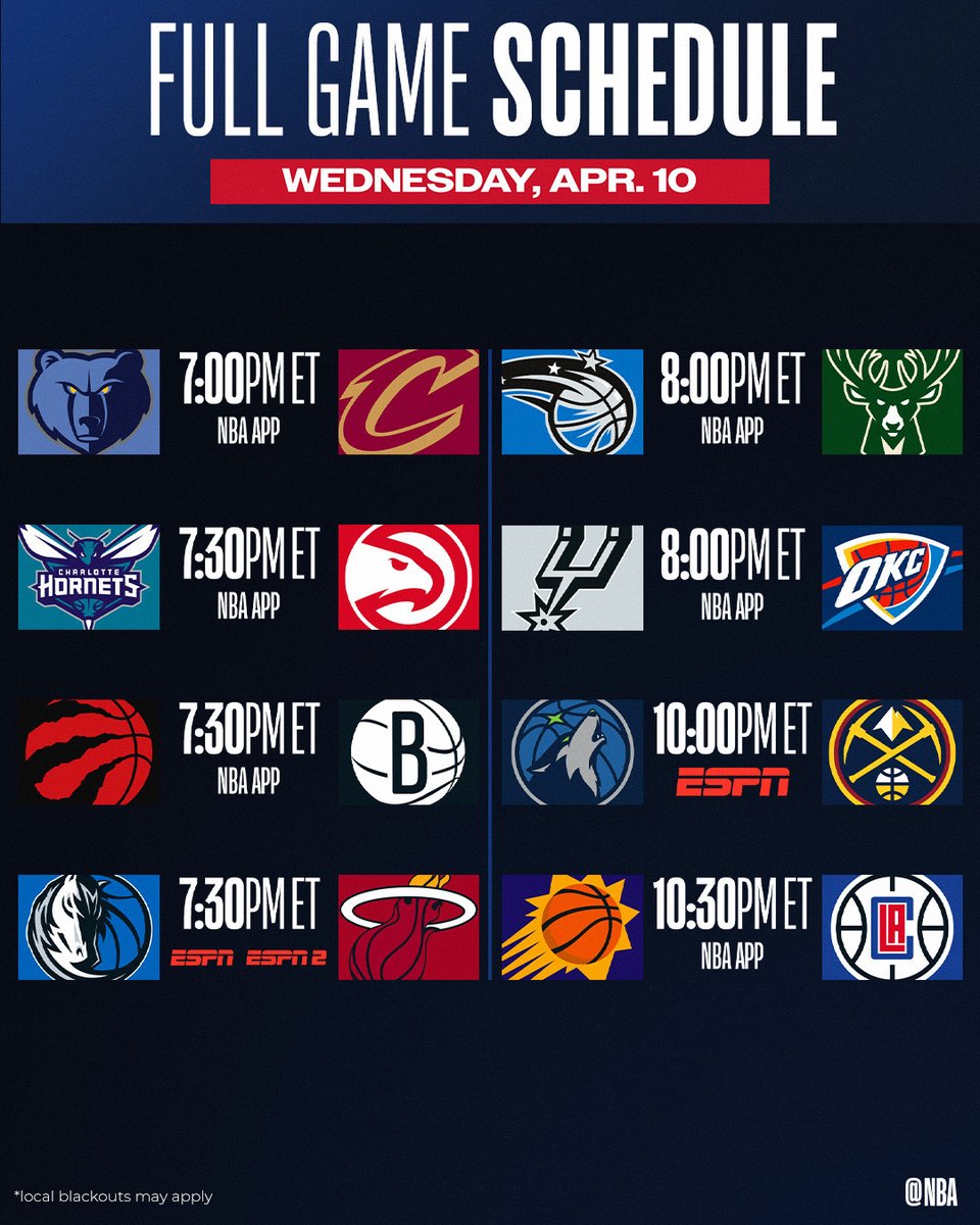 Tonight's NBA Slate ‼️ ▪️ Luka off a 39-point triple-double vs. MIA off a 2OT win ▪️ MIN-DEN, both 55-24 fight for #1 seed in West ▪️ #7 PHX heads to #4 LAC in 2nd night of home-and-home 📺 ESPN, ESPN 2, NBA App 📲 link.nba.com/dailysg