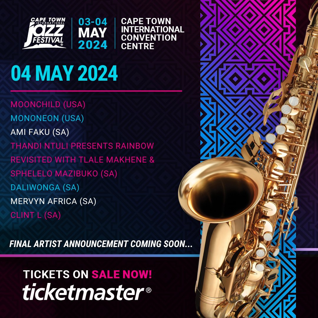Don't miss the updated line-up for #CTIJF2024 3-4 May! Swipe to see when your faves perform. Buy your tickets via Ticketmaster bit.ly/3TdhNnW before they sell out! Which act are you most excited to see live at #AfricasGrandestGathering?