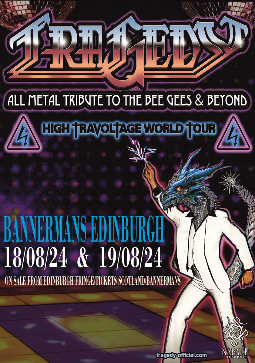 📢New on sale🎟️🎟️ Tragedy (All Metal Tribute to The Bee Gees & Beyond) have annnounced 2 dates @BannermansBar Edinburgh on Sun 18th & 19th of August. Buy tickets NOW>>> Sunday 18th t-s.co/tra40 Monday 19th t-s.co/tra41 @WhatOnEdinburgh