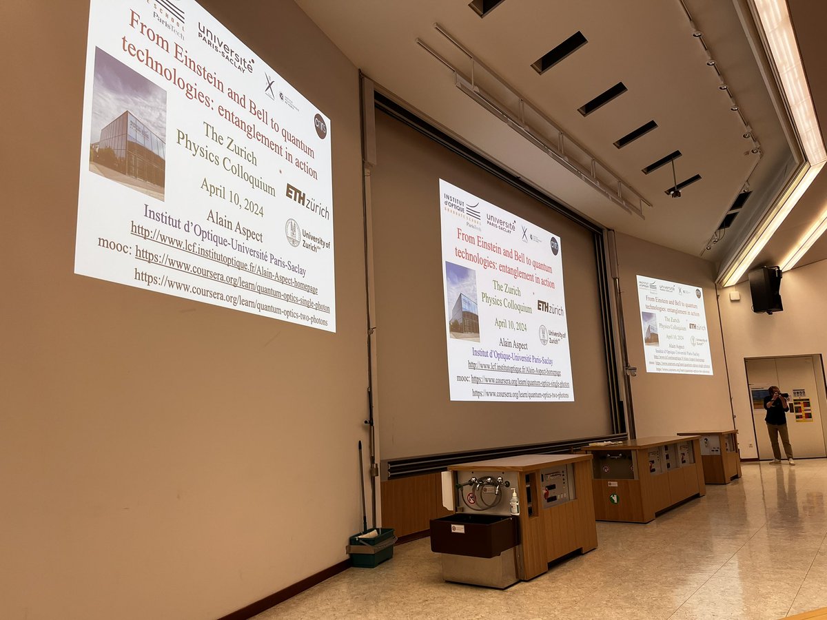 nice to see a full lecture hall at today’s ETH physics colloquium with Alain Aspect!