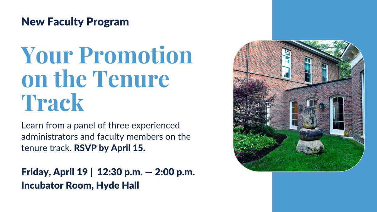 Join the New Faculty Program for the “Your Promotion on the Tenure Track' event, on April 19 at 12:30 pm in Hyde Hall. This conversation features a panel of faculty members sharing insights on the promotion process. RSVP by April 15: iah.unc.edu/event/your-pro…