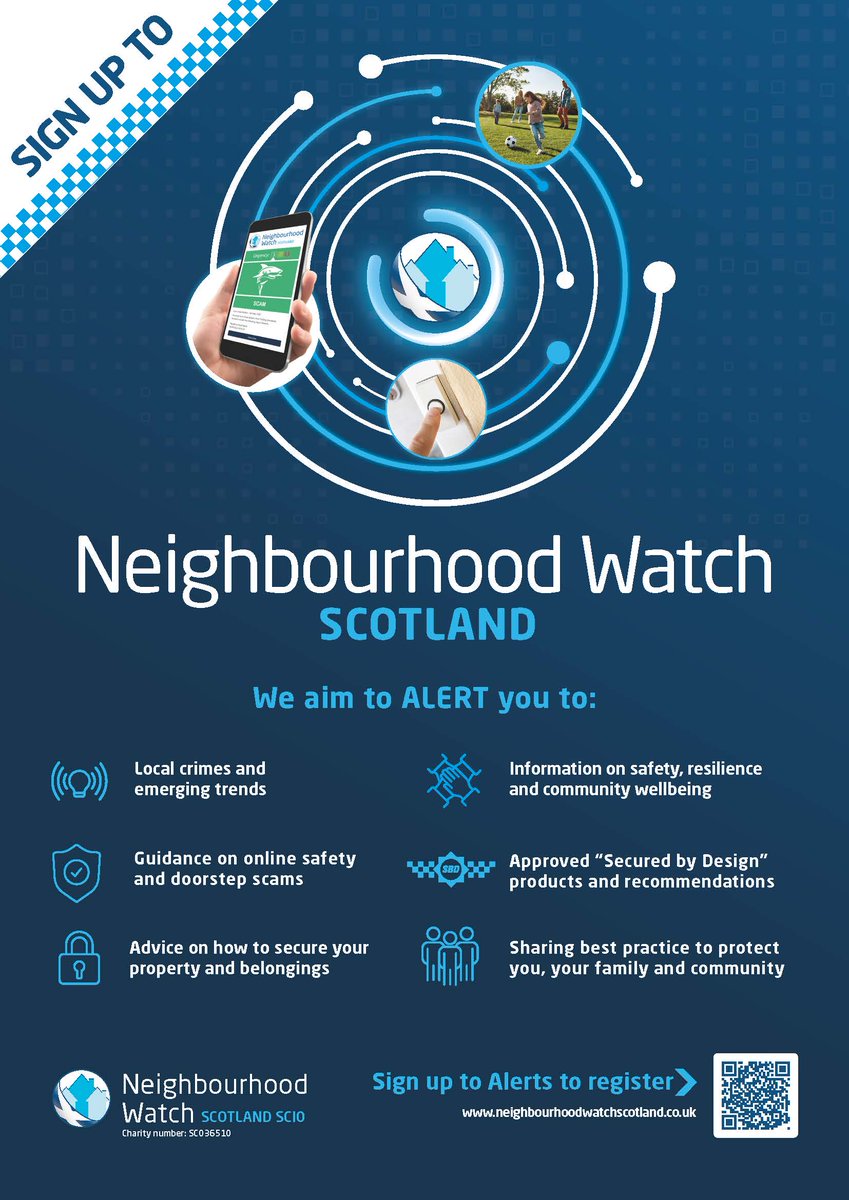 Sign up for Neighbourhood Watch Scotland @nwatchscotland free alerts to receive timely local alerts about community safety and crime prevention from Police Scotland, Trading Standards and other partners. Find out more 👇 #ShutOutScammers neighbourhoodwatchscotland.co.uk