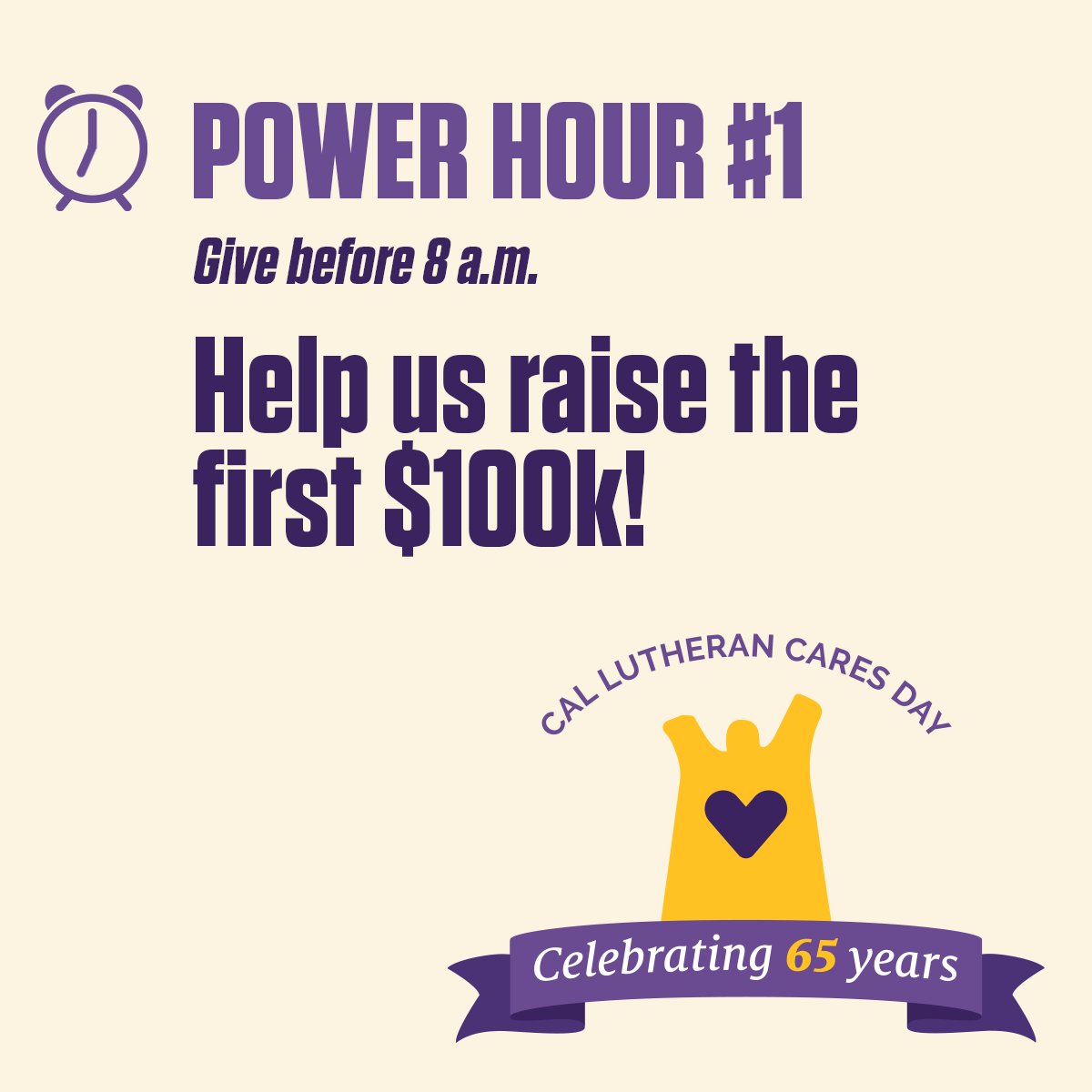 Help us raise the first $100k for #CalLutheranCares Day! Reaching this goal will help us unlock a $1 million estate gift from a very generous donor. Give to the areas that are most meaningful to you at caresday.CalLutheran.edu