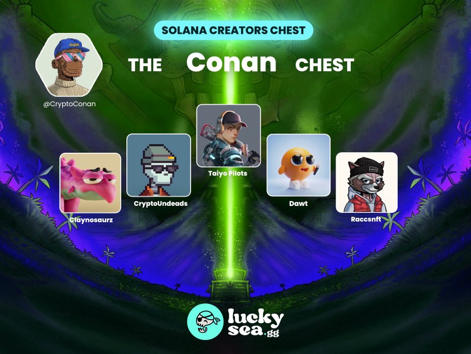 epic rewards are just a click away! 🔥 I've partnered with @LuckySeaGG - and brought you the conan chest! 🎁 visit their page & boost your deposit by 5% with code CONAN then open my chest for a shot at winning these bangers👇