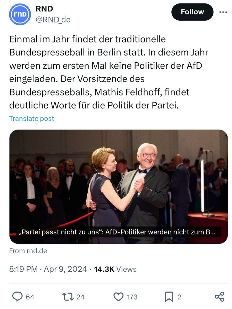 Geht jemand hin? Kostet 300 Euro pro Karte.

Hoffentlich kommt es wenigstens dort nicht zu einem linken Antisemitismus-Eklat.. 

#Bundespresseball  #Demokratieleben