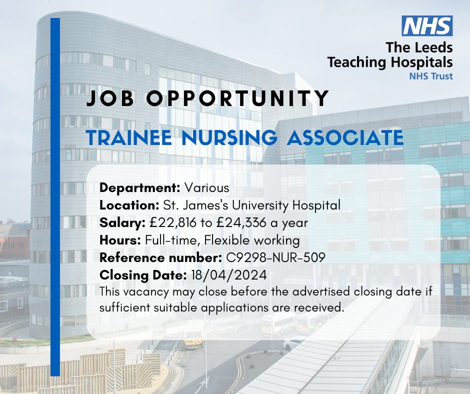 An exciting opportunity has arisen to join our new cohort of Trainee Nursing Associates, do you want to be part of a high quality, innovative work-based learning programme? Closing - 18th April Interested - jobs.nhs.uk/candidate/joba…
