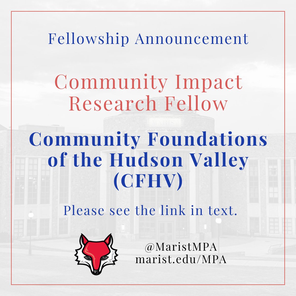 The Community Foundation of the Hudson Valley is actively recruiting for a Community Impact Research Fellowship position. More information can be found here: drive.google.com/file/d/1YDvRHj…