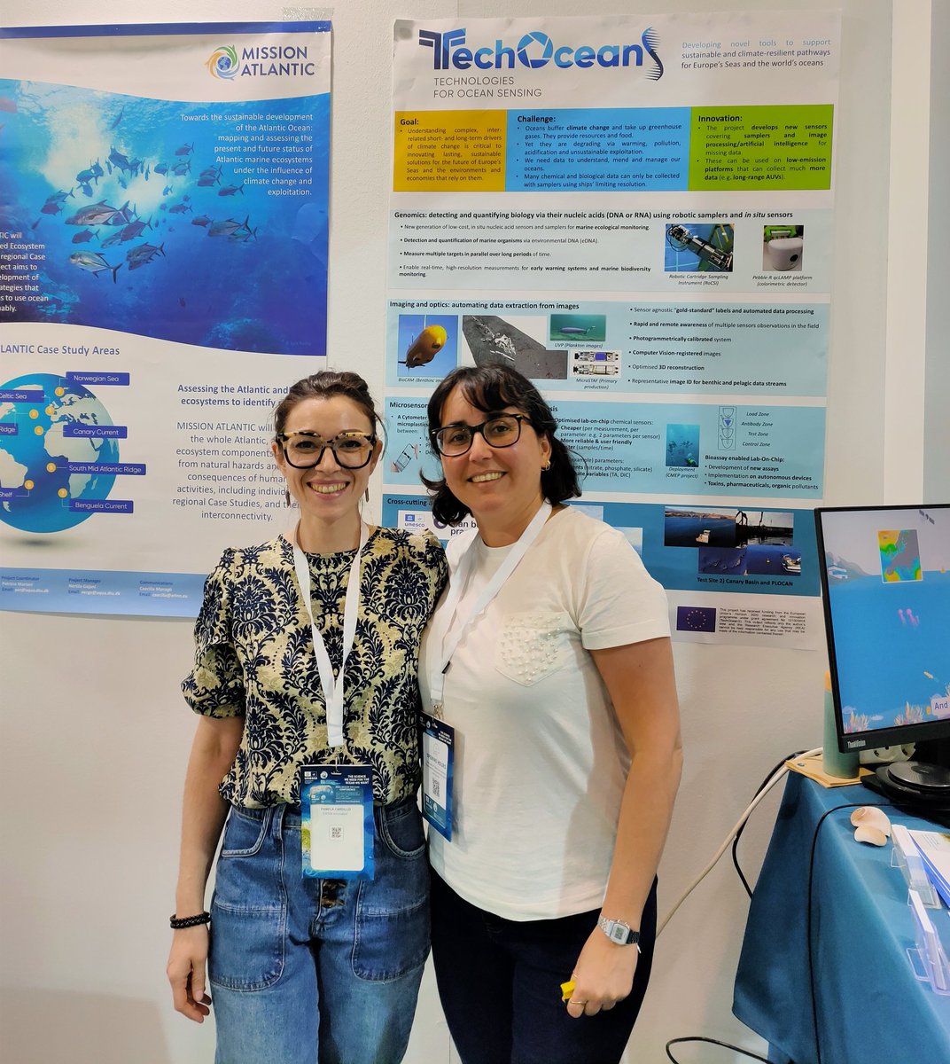 #TechOceanS team at #OceanDecade24 in Barcelona this week 😎 drop by booth 26 and learn about the next generation of ocean sensing #h2020 #sisterprojects #AtlanticAll