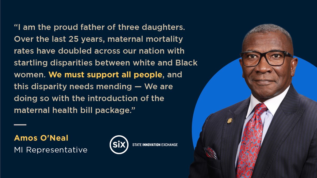 In the US, Black women are 3 x more likely to die from a pregnancy related cause than white women, and more than 80% of pregnancy related deaths are preventable. That's why state legislators like MI Rep. @AmosONeal1 are introducing the maternal health bill package. #bmhw24