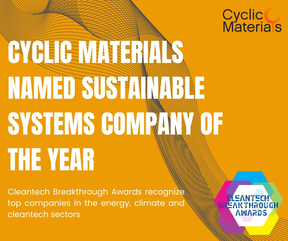 We're proud to announce that we have been selected as the winner of the Sustainable Systems Company of the Year Award by @cleantechgroup! The recognition acknowledges top companies across the energy and climate sectors. shorturl.at/biswO #CleantechGroup #Breakthrough