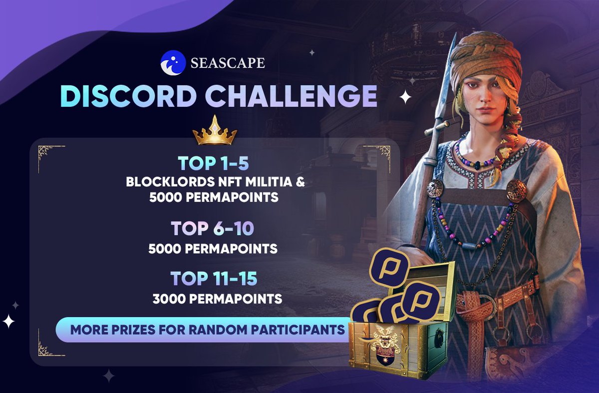 🚀Seascape Discord Challenge Time! Our Discord needs some love: discord.com/invite/hE4PVgG… Nothing like a little friendly competition to reignite the energy, this challenge helps you win as you level up! 🏆 If you make it into the Top 15 you will get: 🥇1-5: BLOCKLORDS Militia