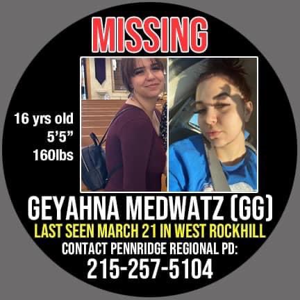 KtConcoctions's tweet photo. @6abc Geyahna Medwatz,16, left home in Sellersville area on 3/21. She was last seen in Southwest Philly in the vicinity of the airport on Friday 3/29 in gray sweatpants&amp;dark hoodie. Pls contact police with any info. 215-257-5104. #MissingJuvenile #FindGeyahna #PleaseShare #Philly https://t.co/NNJSVIXMFx