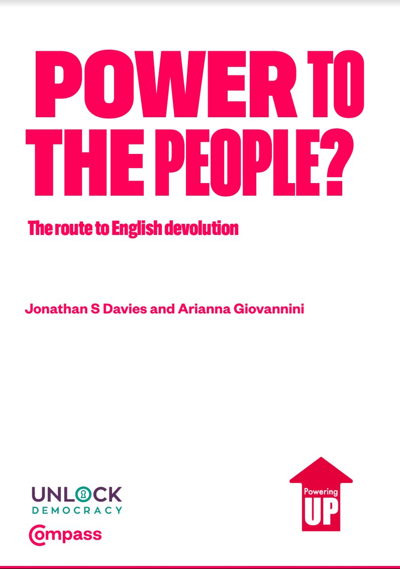 'Power to the People': our new report published with @CompassOffice and written by @AriannaGi & @ProfJSDavies offers a timely challenge to Westminster: If the parties believe in levelling up, will they act on its recommendations? Read the report here ➡️ bit.ly/4aty0gb